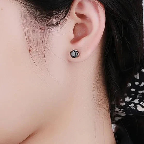 Black Crown of Yatagarasu 925 Sterling Silver Earrings