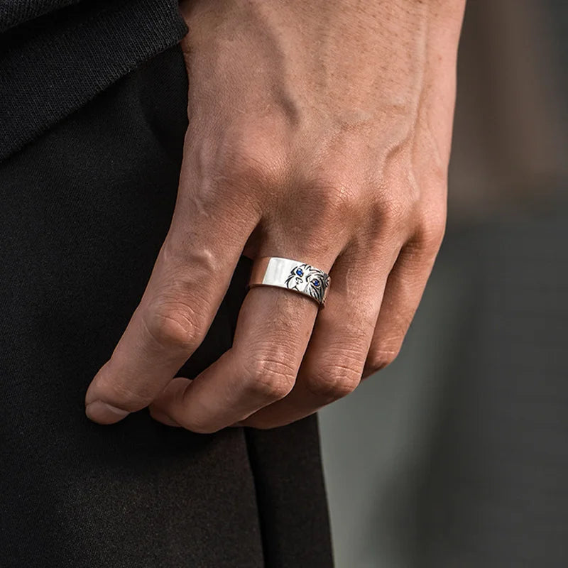 Blue Eyes Kawaii Neko Cat Adjustable Steel Ring