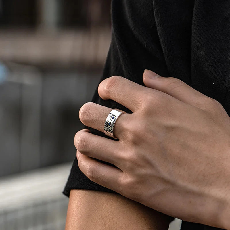 Blue Eyes Kawaii Neko Cat Adjustable Steel Ring