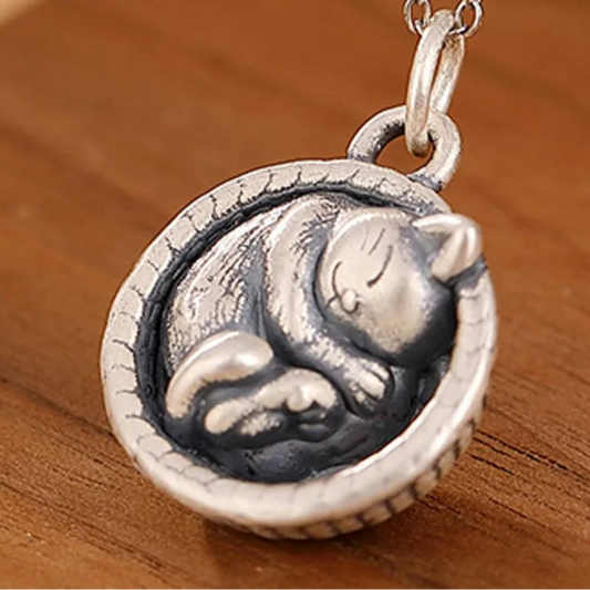 Cat in a Basket 990 Silver Pendant