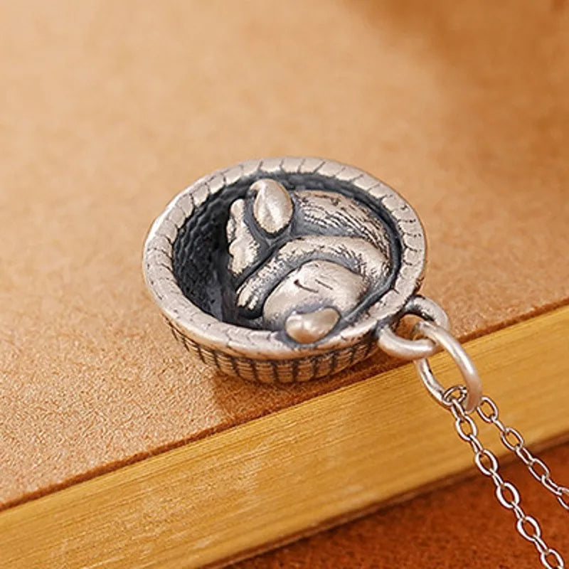 Cat in a Basket 990 Silver Pendant