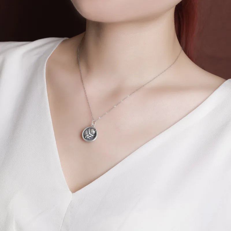 Cat in a Basket 990 Silver Pendant