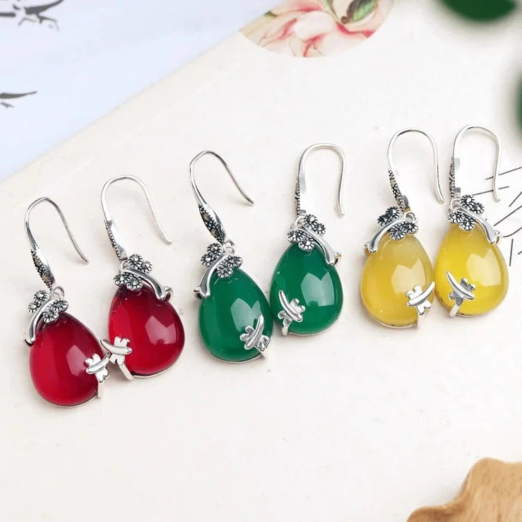 Dragonfly Drop Earrings in 925 Sterling Silver