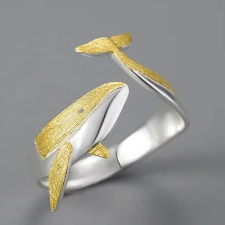 Ebisu Blessing Adjustable Whale Ring in 925 Sterling Silver