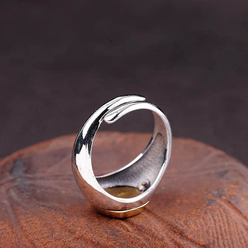 Eye of Amaterasu the Sun Kami 925 Sterling Silver Adjustable Ring