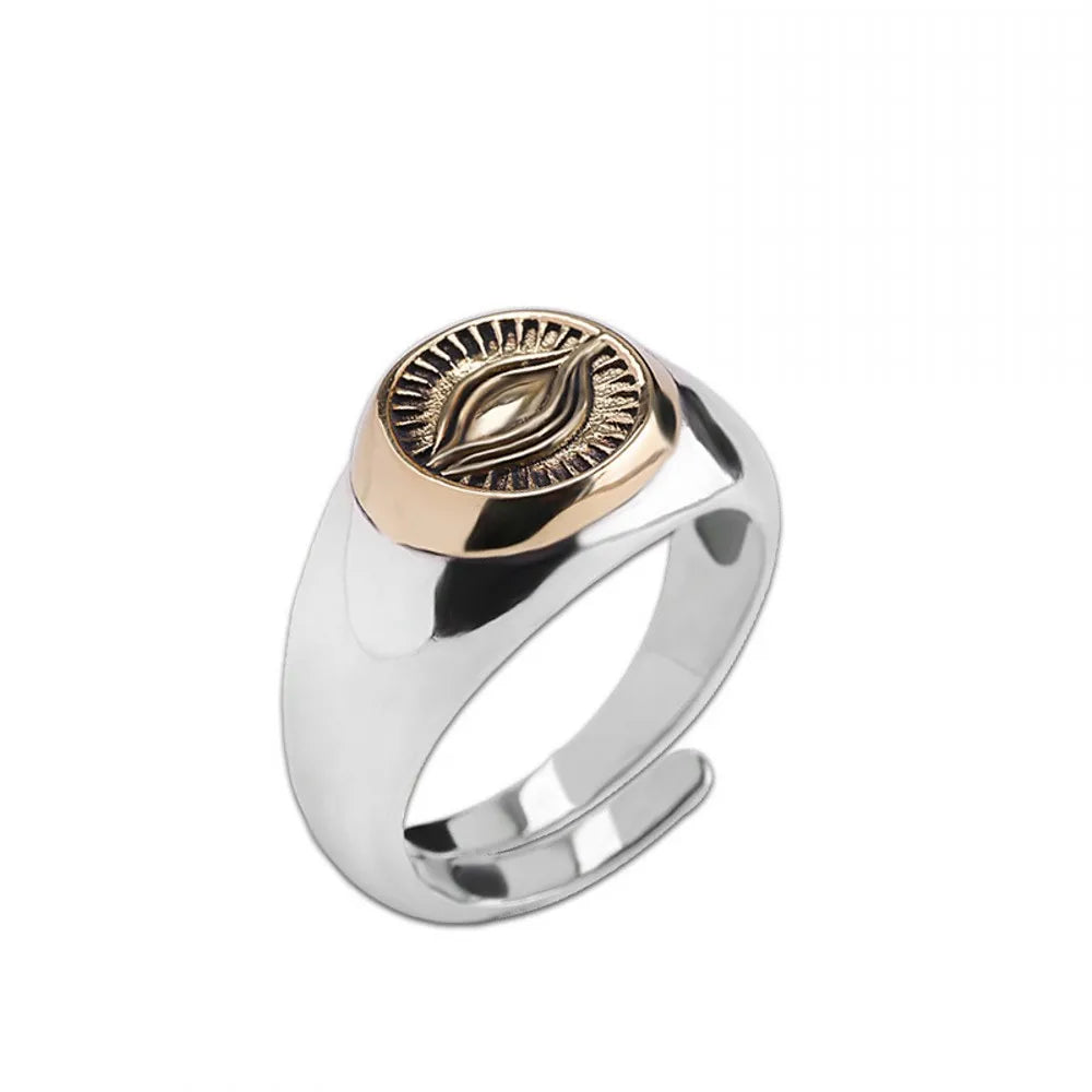 Eye of Amaterasu the Sun Kami 925 Sterling Silver Adjustable Ring