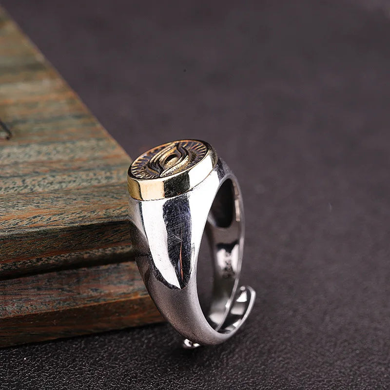 Eye of Amaterasu the Sun Kami 925 Sterling Silver Adjustable Ring