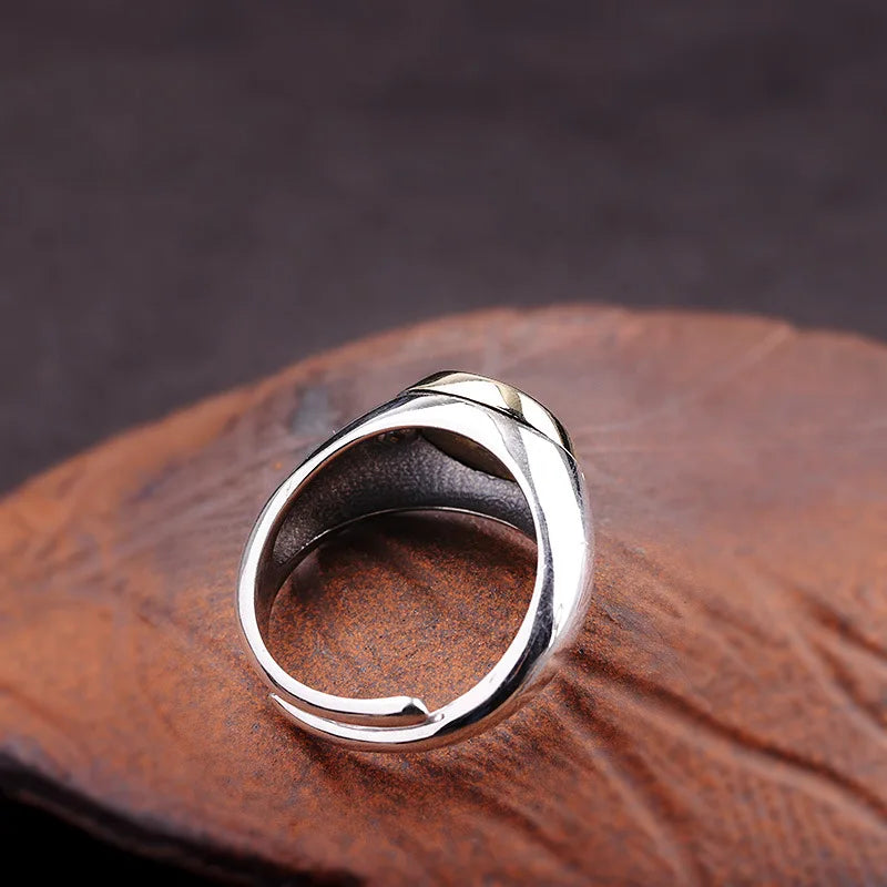 Eye of Amaterasu the Sun Kami 925 Sterling Silver Adjustable Ring