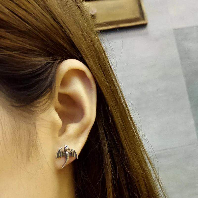 Flying Raiju Dragon 925 Sterling Silver Earrings