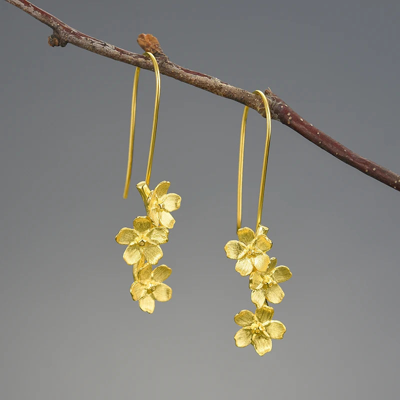 Forget-me-not Flower 925 Sterling Silver Earrings