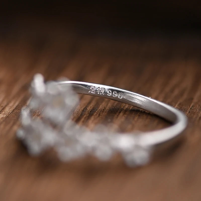 Forget-me-not Flower 990 Fine Silver Adjustable Ring