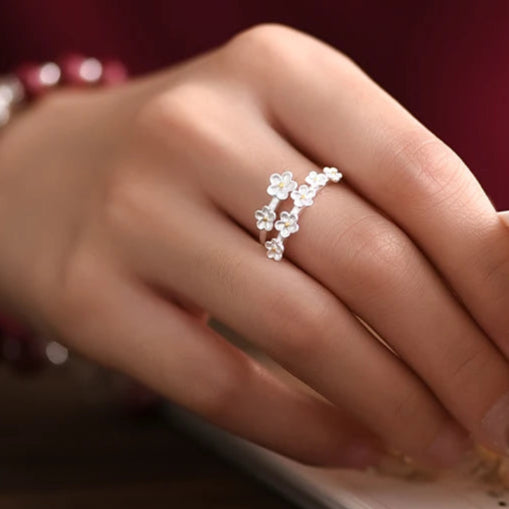 Forget-me-not Flower 990 Fine Silver Adjustable Ring