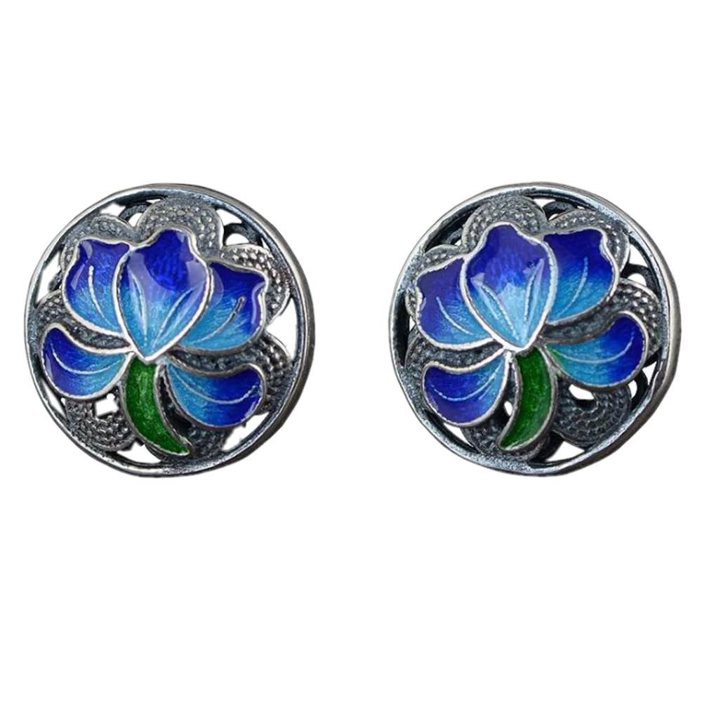 Blue Lotus 925 Sterling Silver Earrings