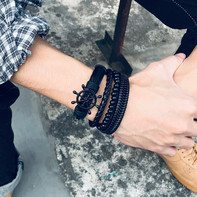 Kabuki Braided Wrap Leather Bracelet