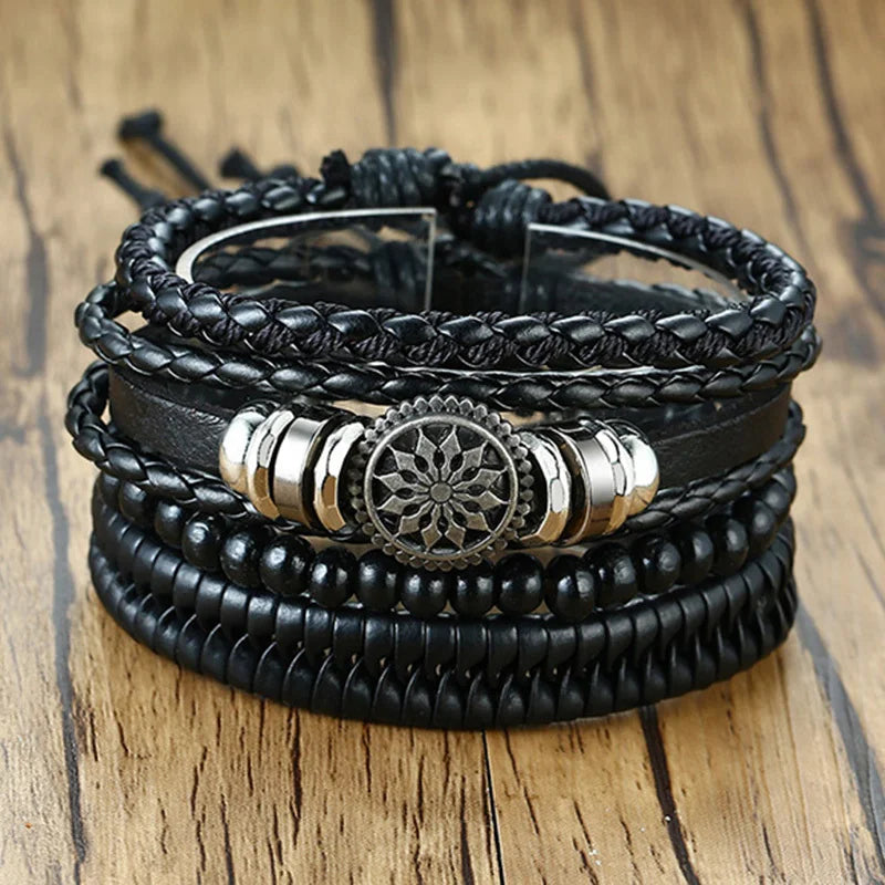 Kabuki Braided Wrap Leather Bracelet