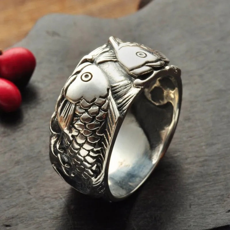 Koi Fish 925 Sterling Silver Ring