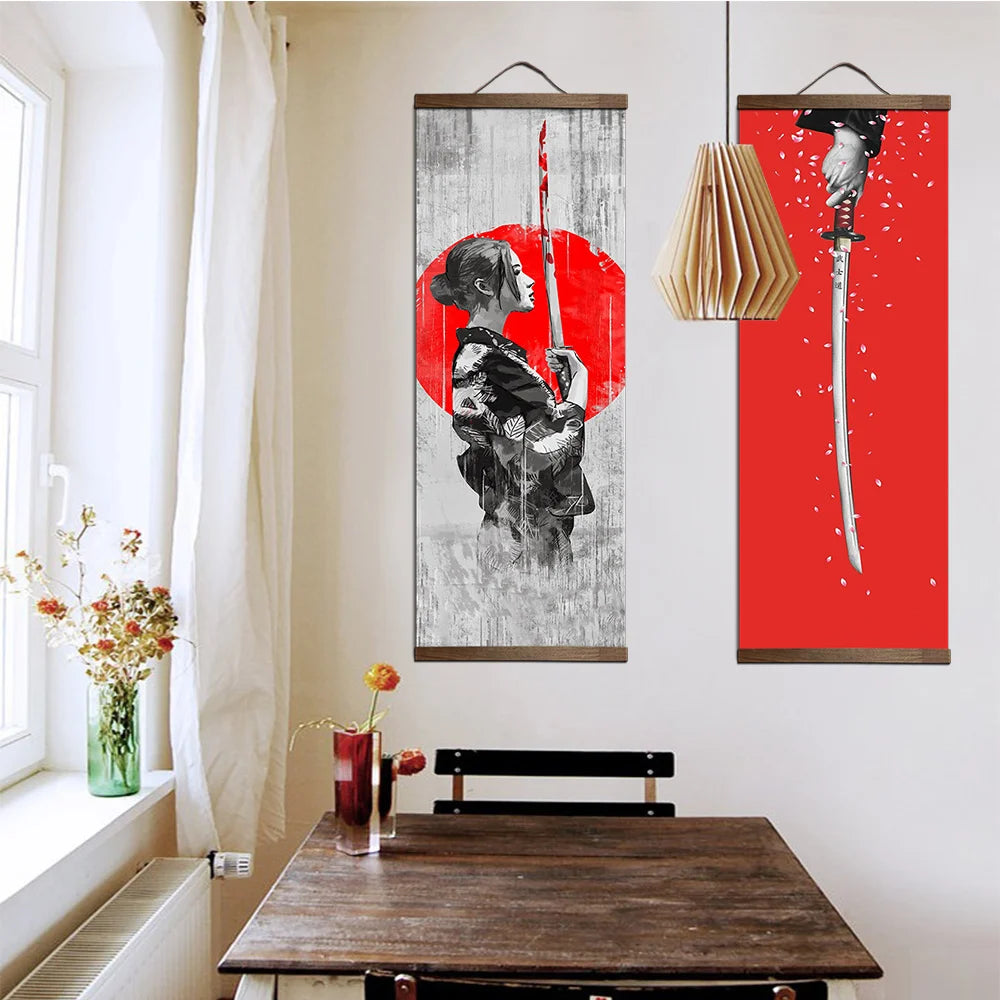 The Geisha and the Sword Ukiyoe Wall Art