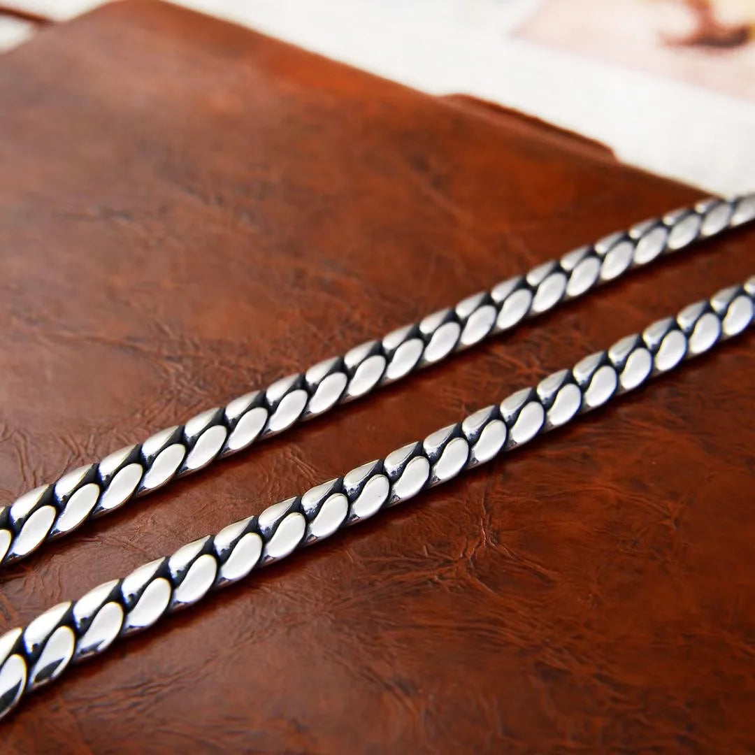 Ryu Dragon 925 Silver Snakebone Chain Necklace