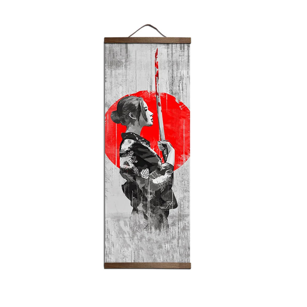 The Geisha and the Sword Ukiyoe Wall Art