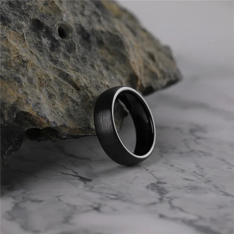 Shinobi Brushed Black Ceramic Wedding Ring