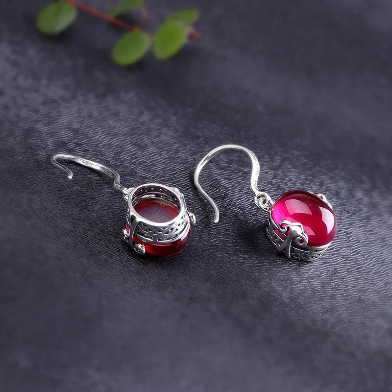 Cherry Blossom Drop Earrings in 925 Sterling Silver