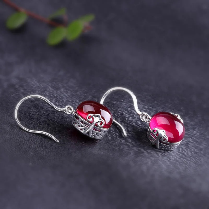 Cherry Blossom Drop Earrings in 925 Sterling Silver