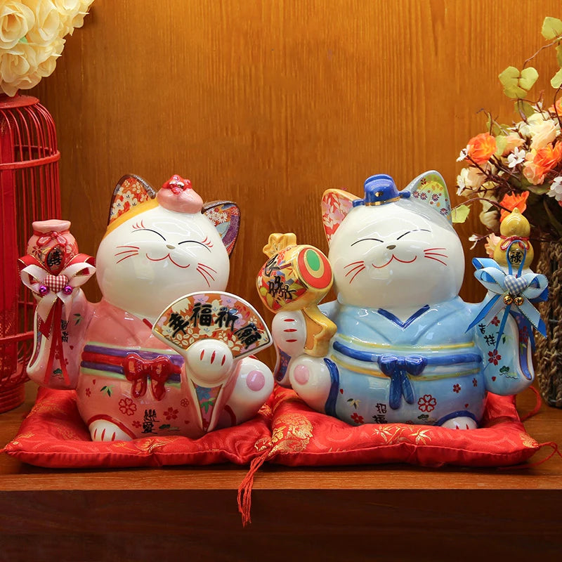 Maneki Neko Cat Happy Couple