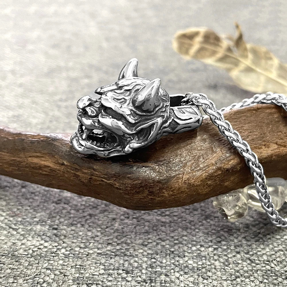 Hannya Mask Steel Necklace