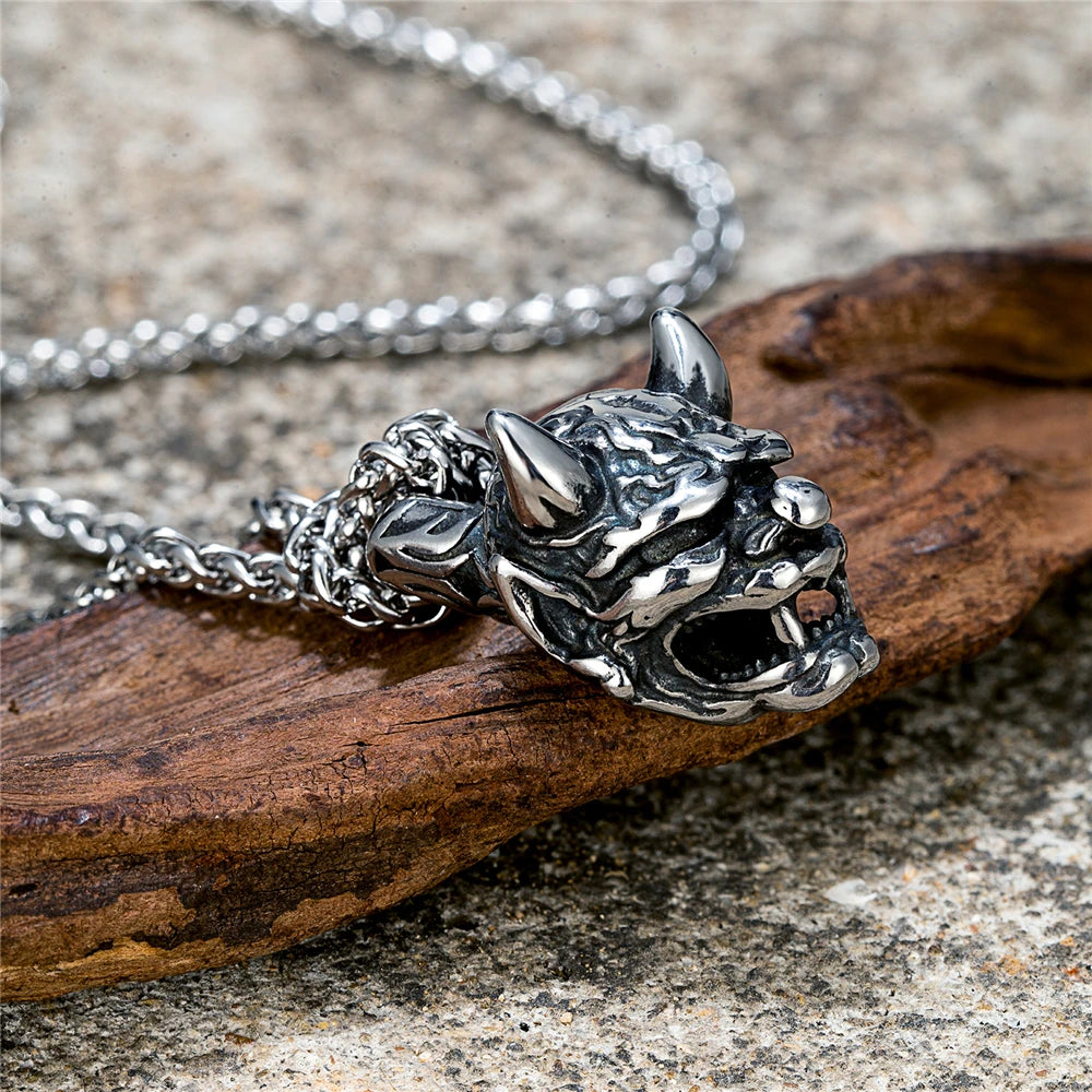Hannya Mask Steel Necklace