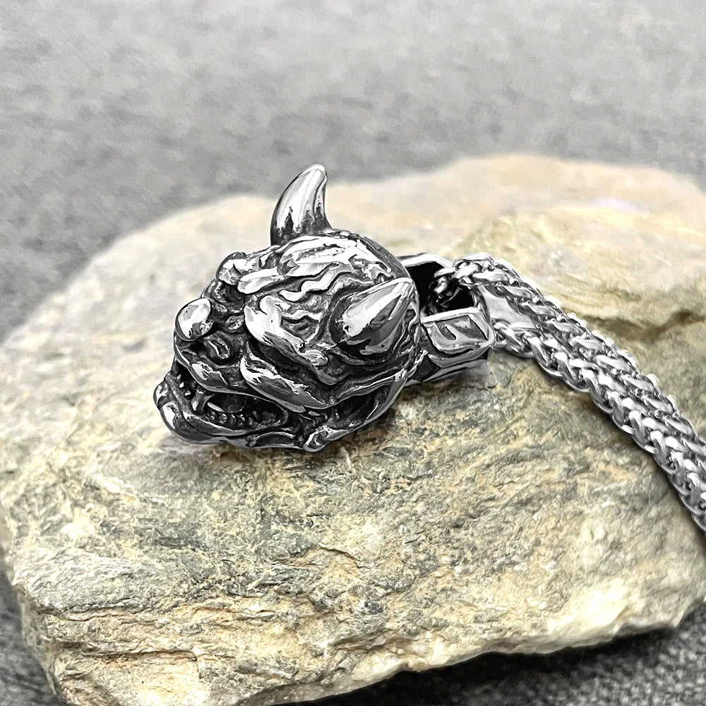 Hannya Mask Steel Necklace