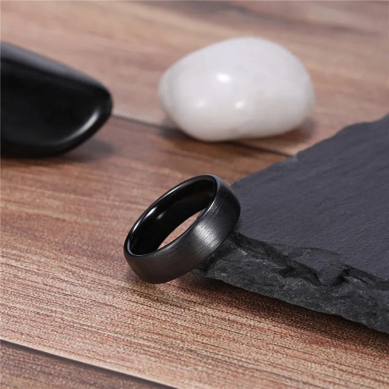 Shinobi Brushed Black Ceramic Wedding Ring