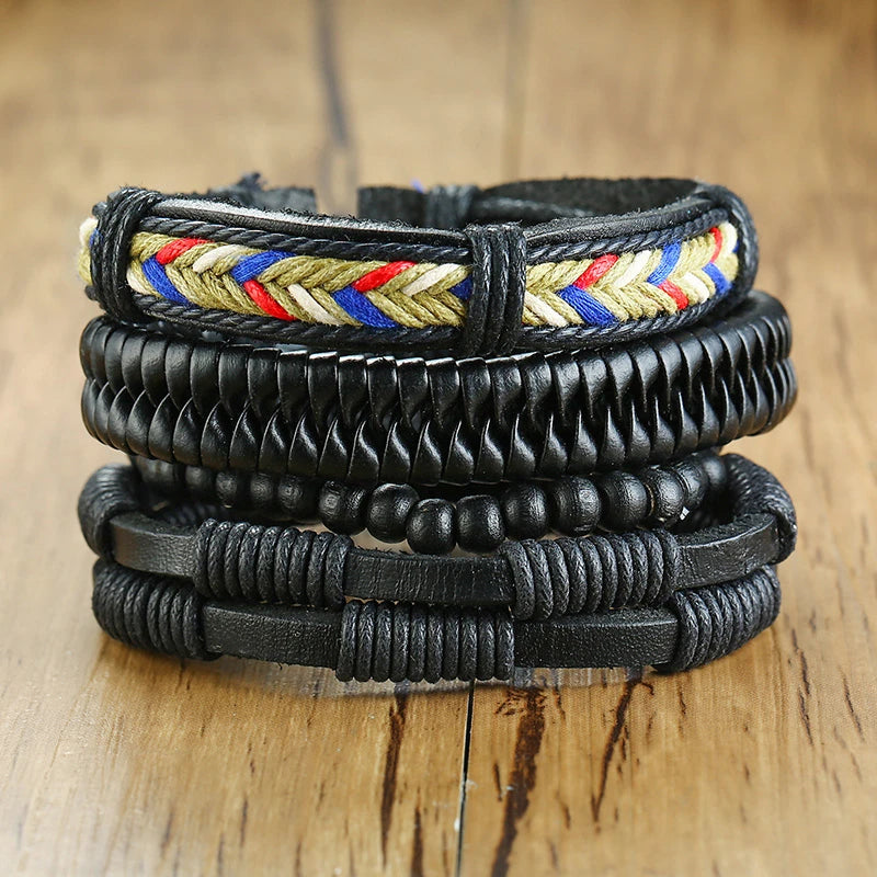 Kabuki Braided Wrap Leather Bracelet