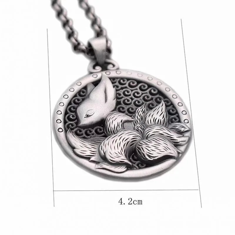 Kitsune Nine Tails Fox 999 Fine Silver Necklace