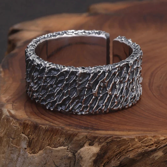 Lava from Mount Fuji Adjustable Ring in 925 Sterling Silver