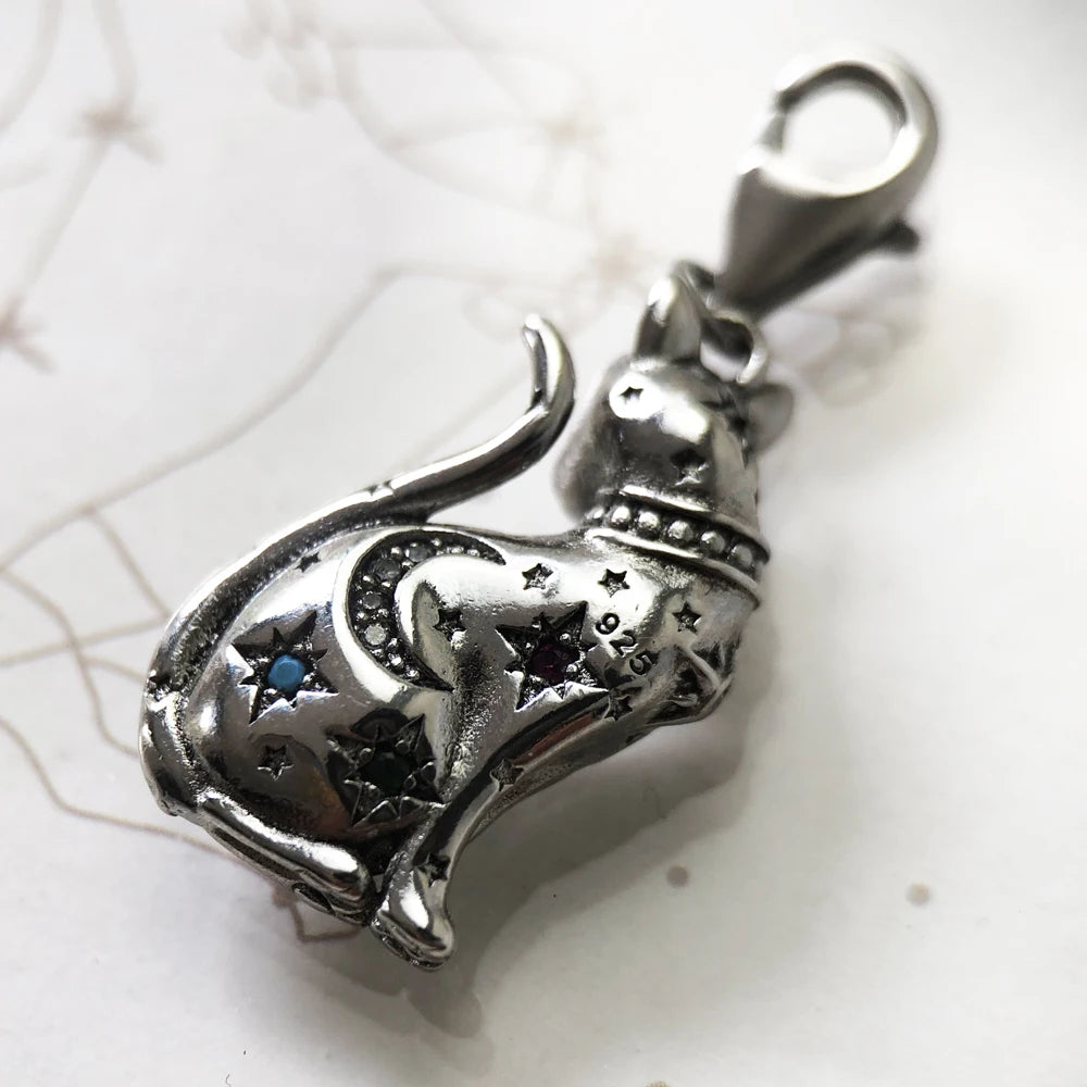 Neko Cat in the Stars 925 Silver Pendant