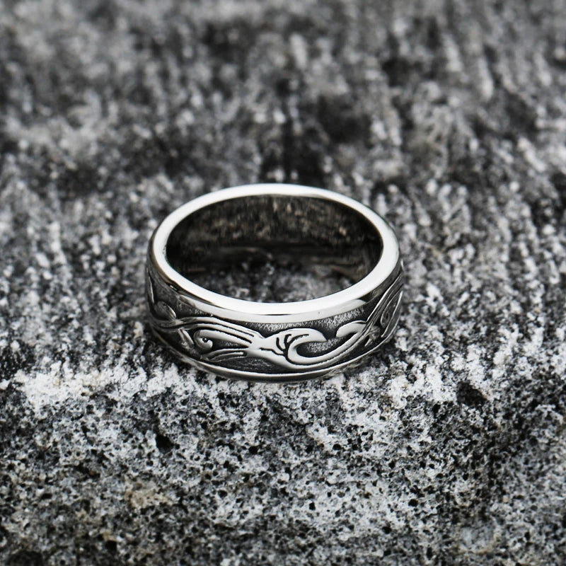Ocean Waves Stainless Steel Ring