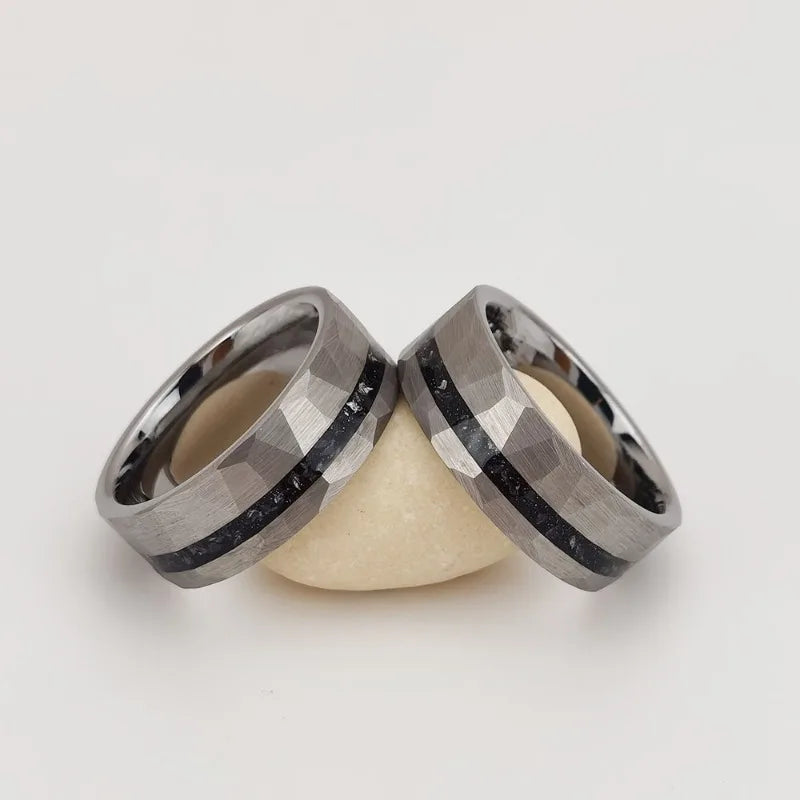 Osaka Nights Tungsten Carbide Ring With Opal Inlay