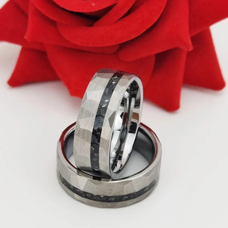 Osaka Nights Tungsten Carbide Ring With Opal Inlay