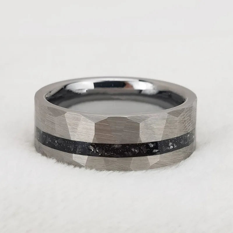 Osaka Nights Tungsten Carbide Ring With Opal Inlay