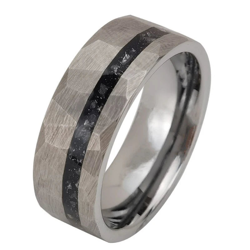 Osaka Nights Tungsten Carbide Ring With Opal Inlay