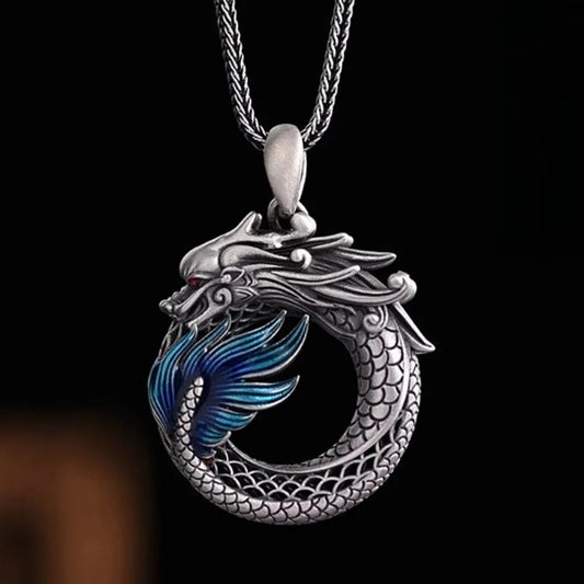 Phoenix and Dragon 999 Fine Silver Necklace