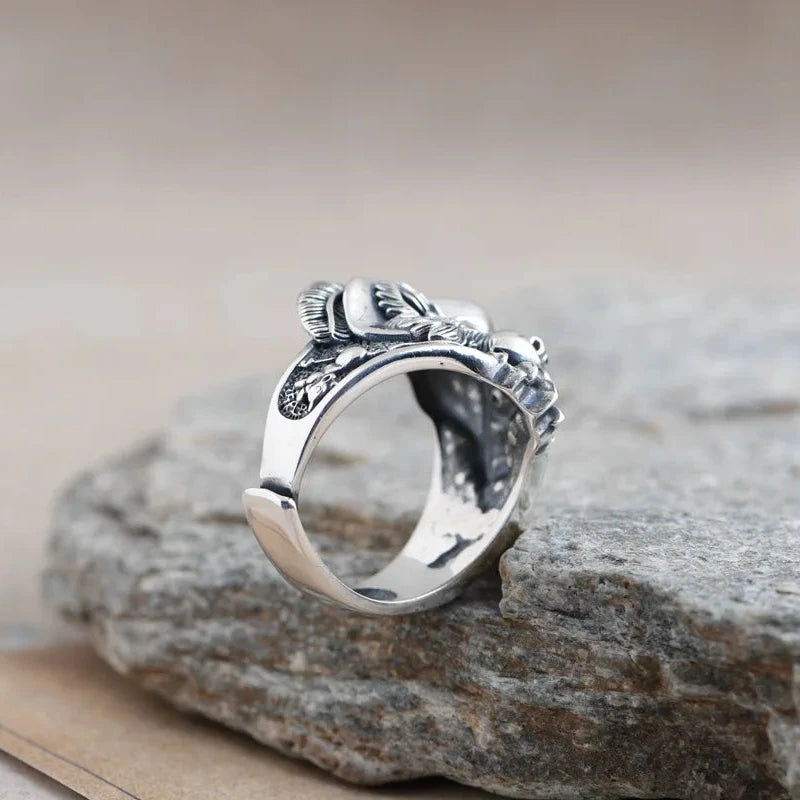 Puss in Boots Lucky Neko Cat Adjustable 925 Sterling Silver Ring
