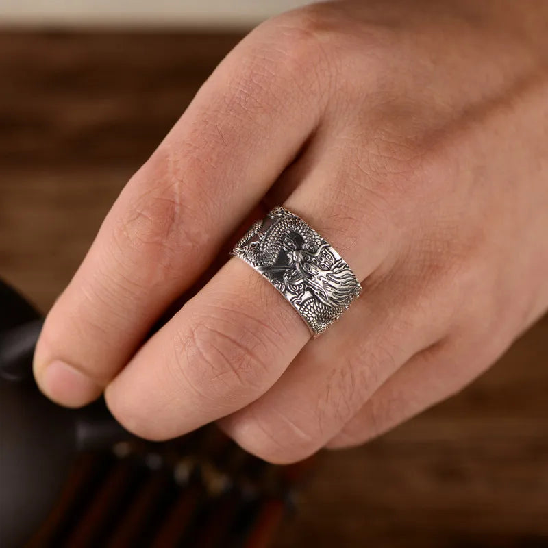 Ryujin Dragon God of the Seas Adjustable 925 Sterling Silver Ring