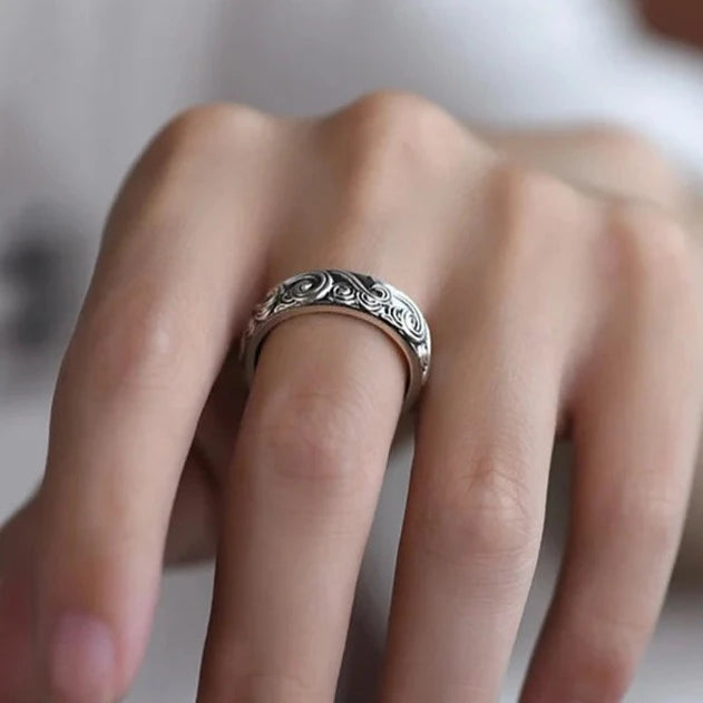 Sea Waves Adjustable 999 Fine Silver Ring