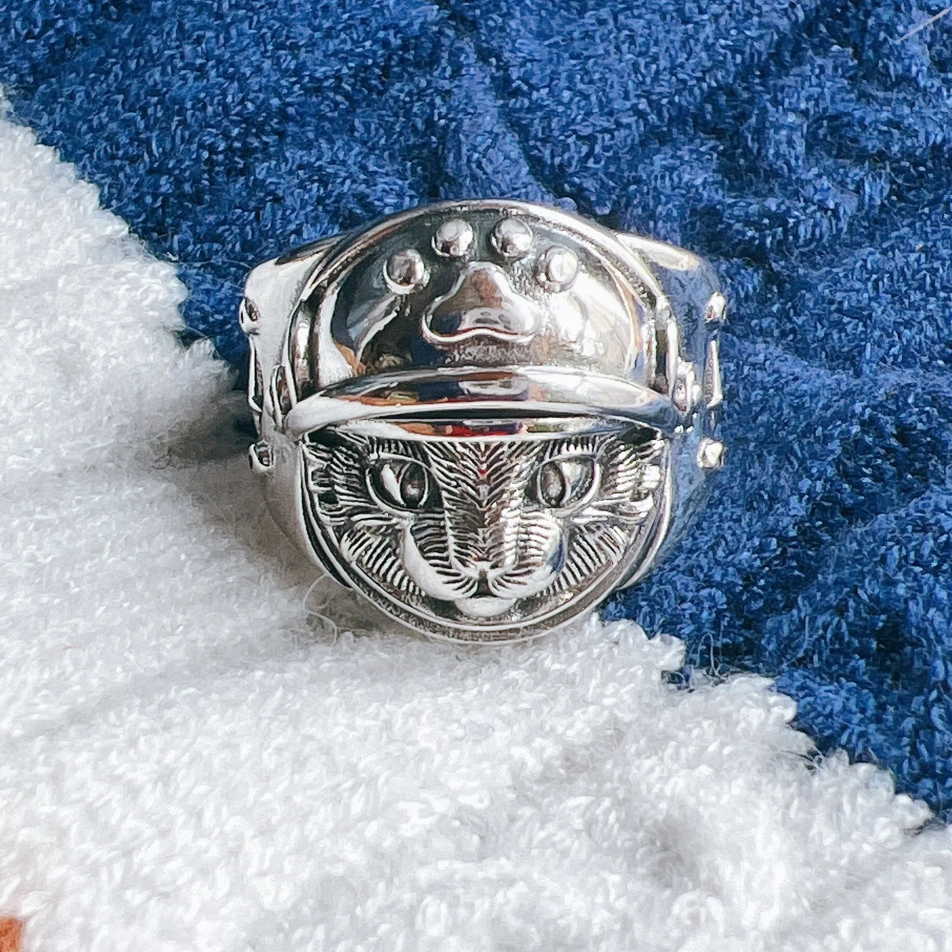 Samurai Neko Cat Adjustable Steel Ring