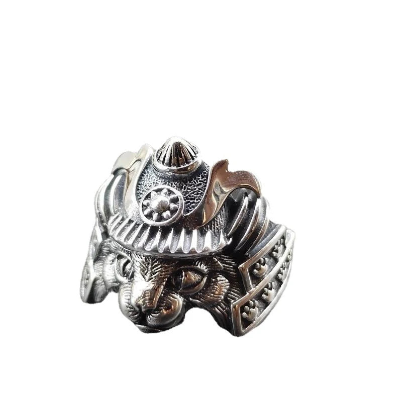 Samurai Neko Cat Adjustable Steel Ring