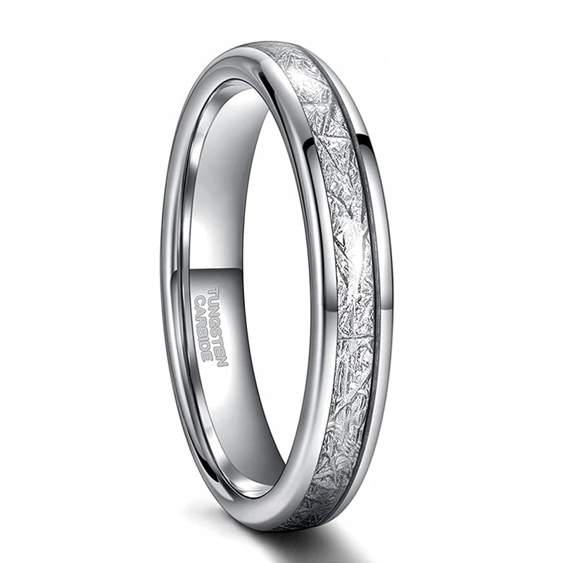 Raijin Thunderbolt Tungsten Carbide Ring with Meteorite Inlay