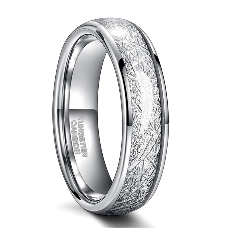Raijin Thunderbolt Tungsten Carbide Ring with Meteorite Inlay