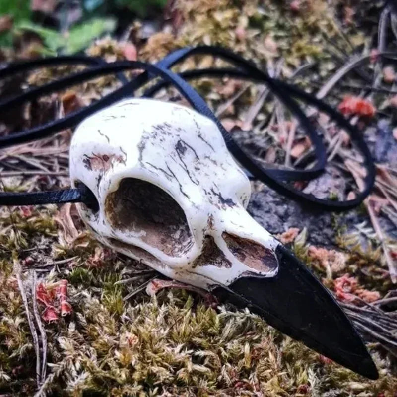 The Great Crow Skull in Resin Necklace