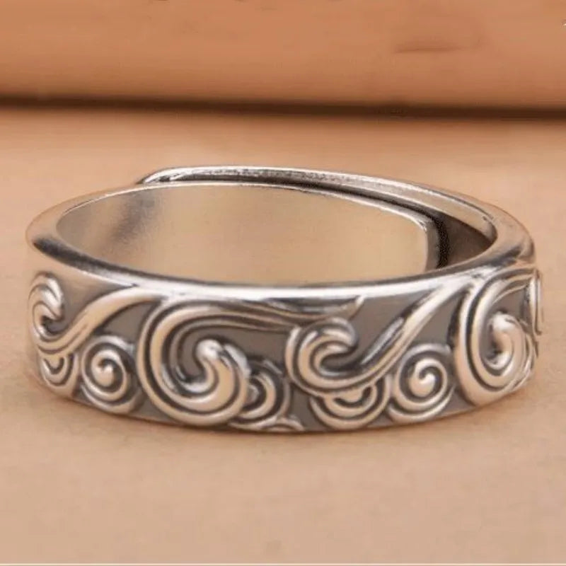 Sea Waves Adjustable 999 Fine Silver Ring